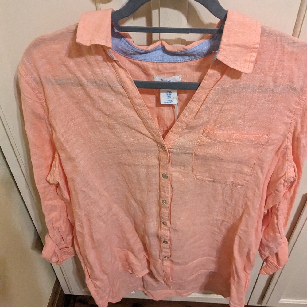 BNWT Sigrid Olsen Linen long sleeve button down top 🤍